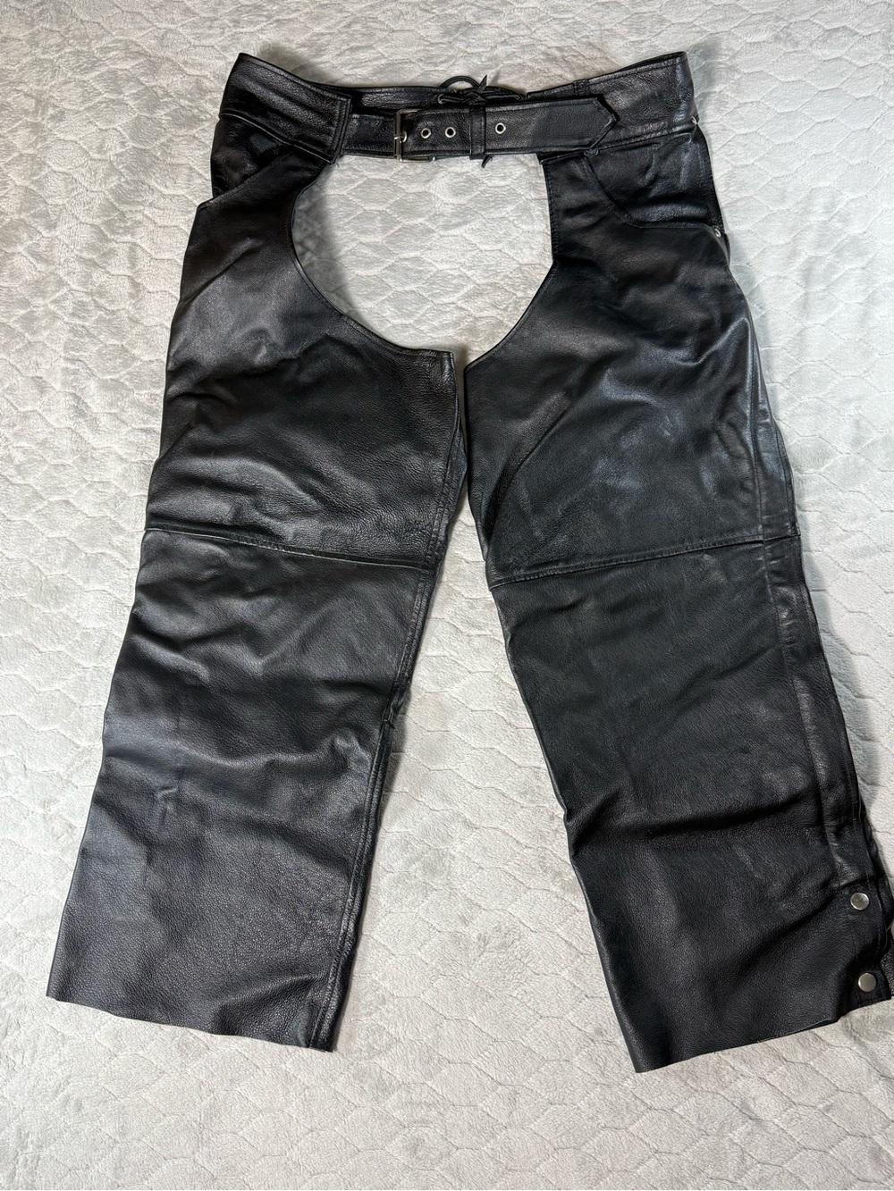 Montana Women's XL Genuine‎ Leather Motorcycle Chaps Black Biker Riding Pants